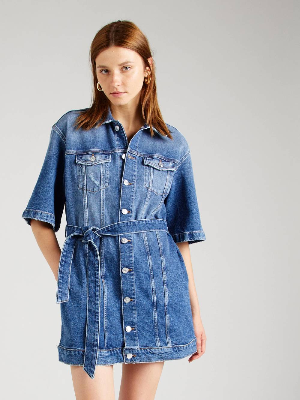 Tommy Jeans Shirt Dress in Blue Denim Meist gekauft