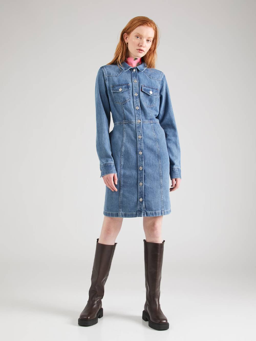 LEVI'S ® Shirt Dress 'Flynn Western' in Blue Denim Exklusivangebot