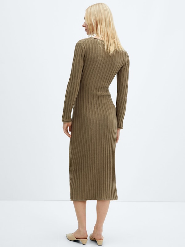 MANGO Knitted dress 'Africa' in Khaki Räumungsverkauf
