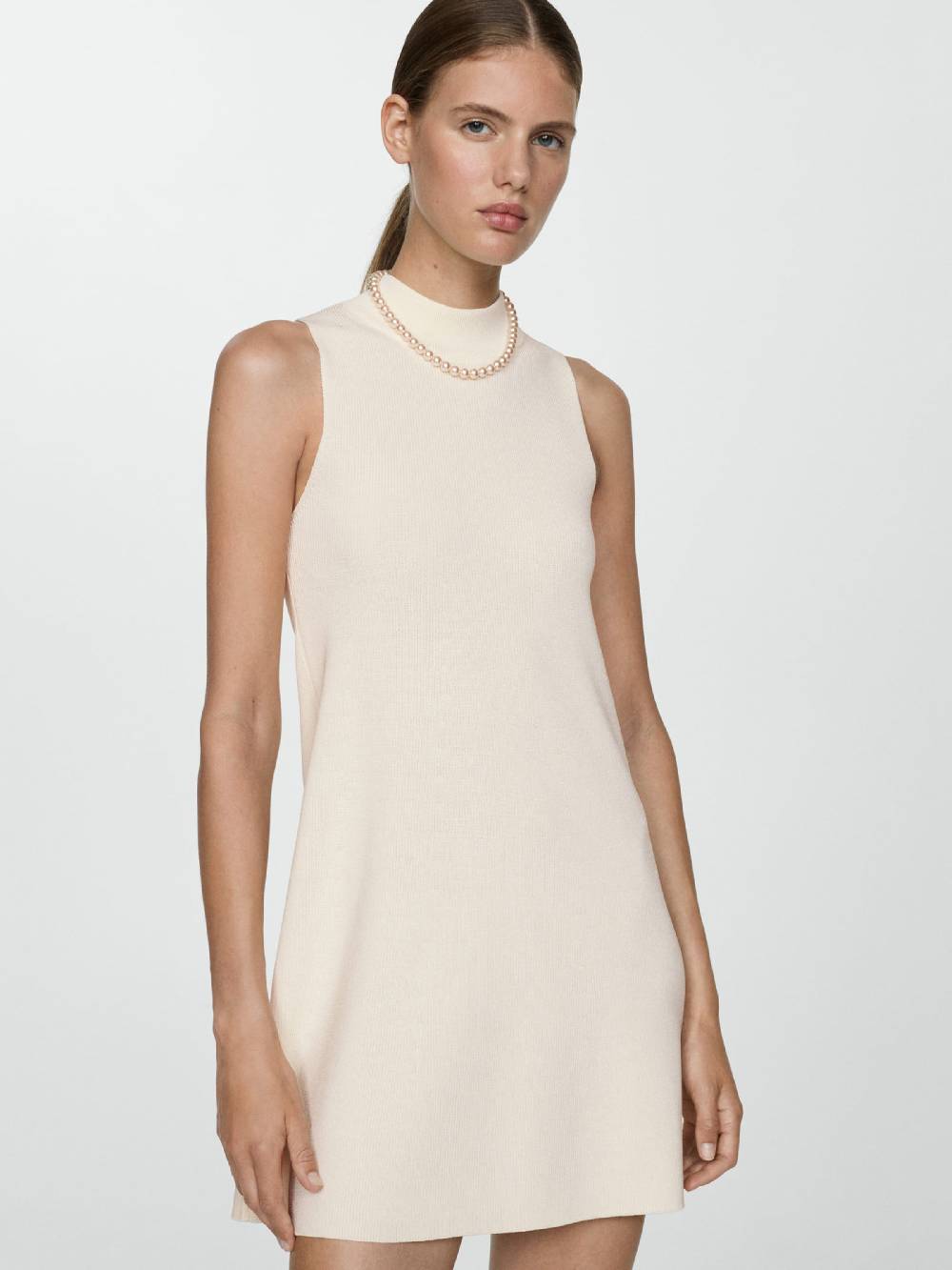 MANGO Knitted dress 'SESETE' in Ecru Kostenlose Rückgabe
