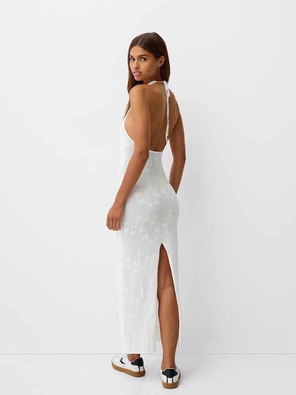 Bershka Knitted dress in Off White Zeitbegrenzte Promotion