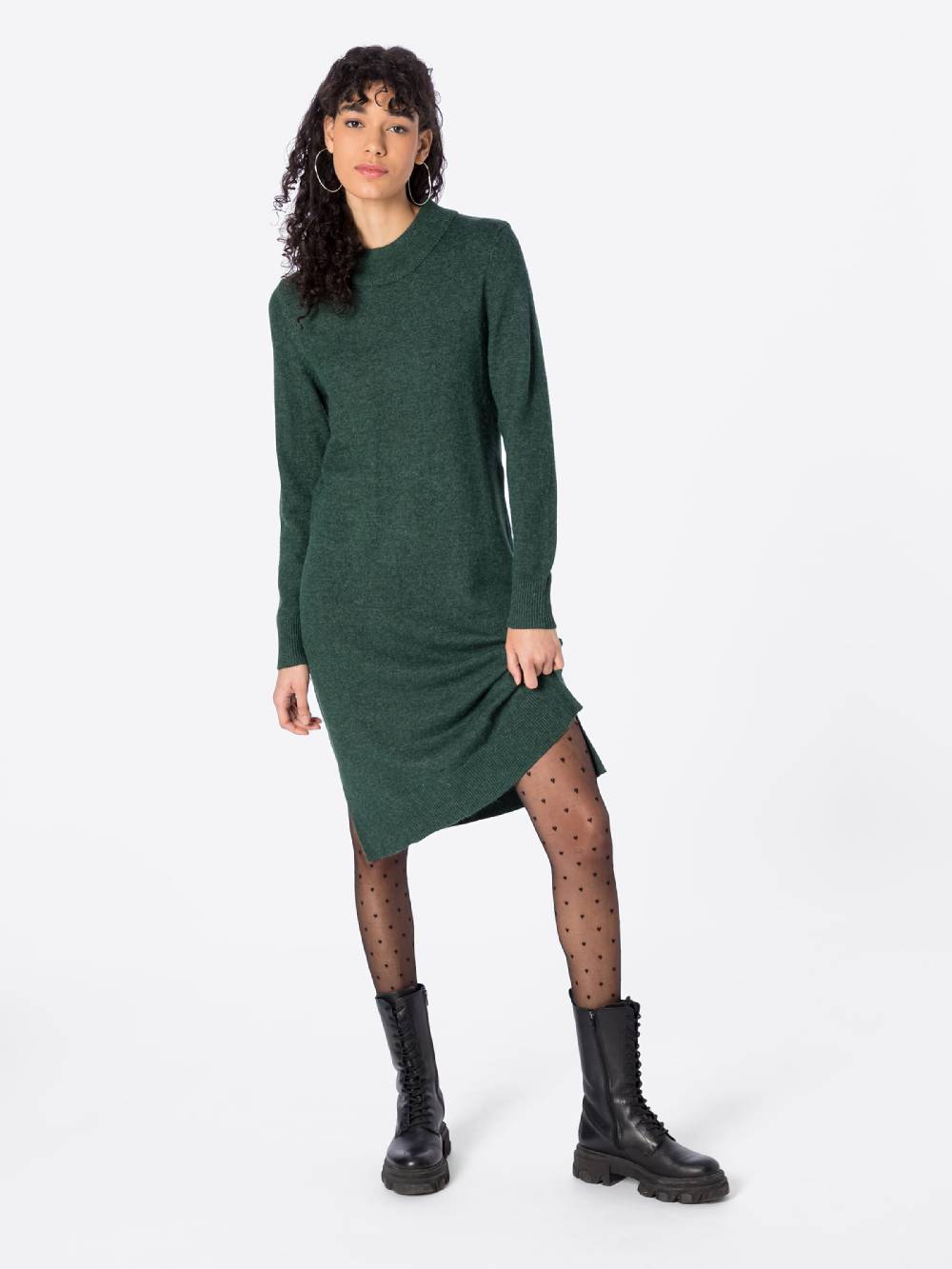 VILA Knitted dress 'VIRil' in Emerald Nur für heute