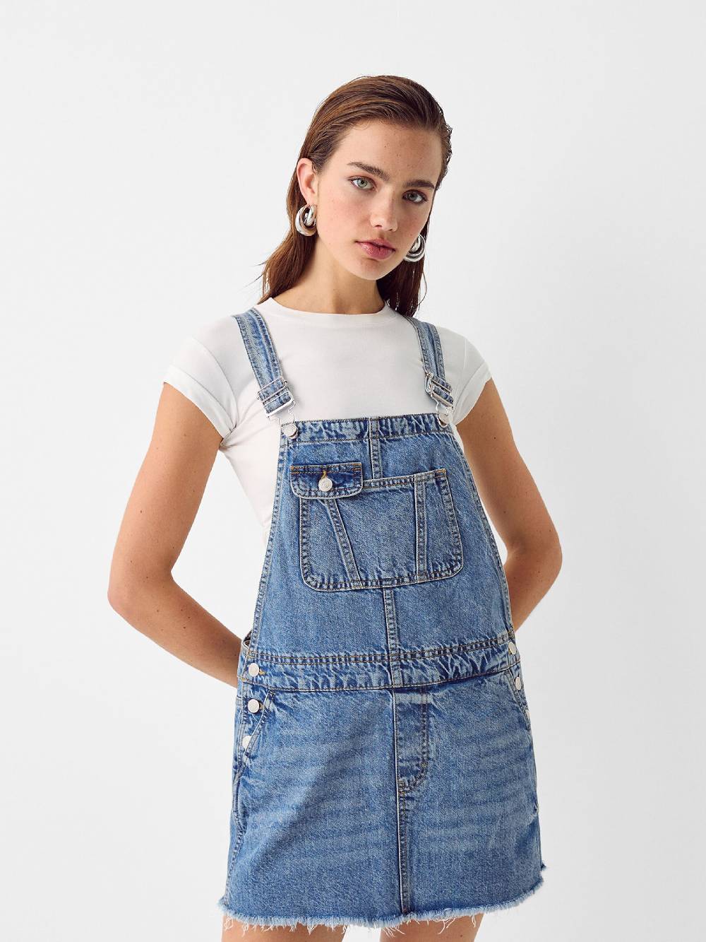 Bershka Overall Skirt in Blue Denim Clearance-Verkauf