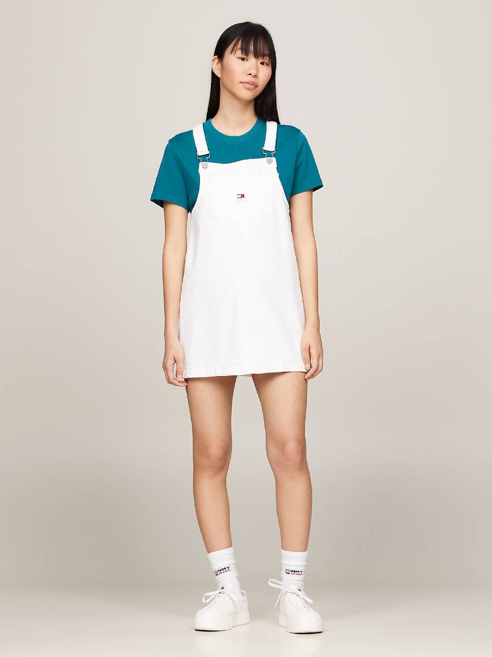 Tommy Jeans Overall Skirt in White Fabrikladen
