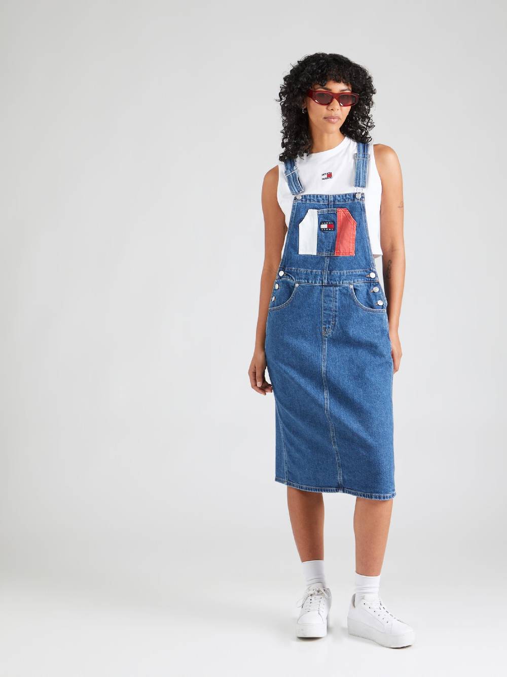 Tommy Jeans Overall Skirt in Blue Denim zollfrei