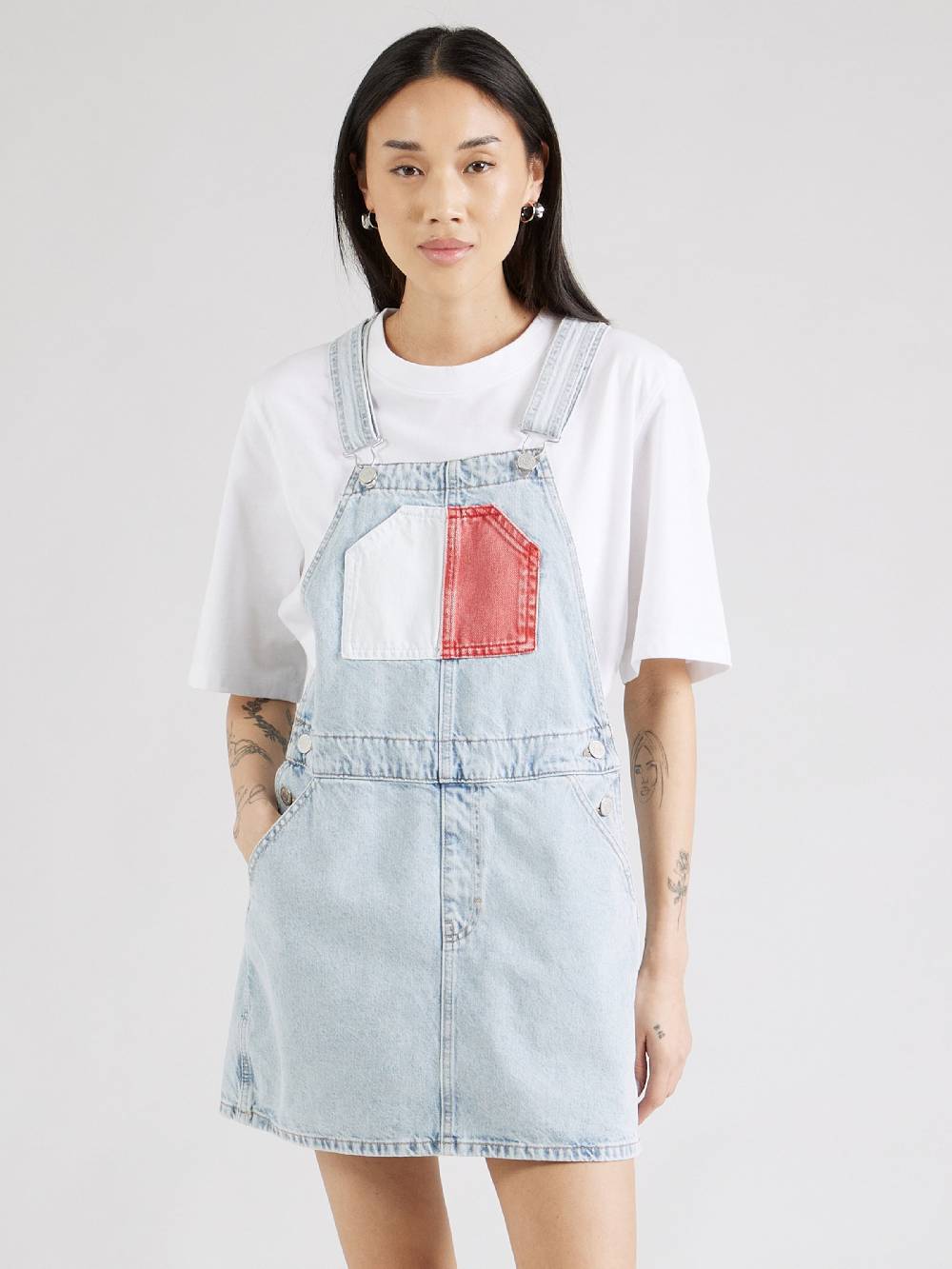 Tommy Jeans Overall Skirt in Light Blue 2025