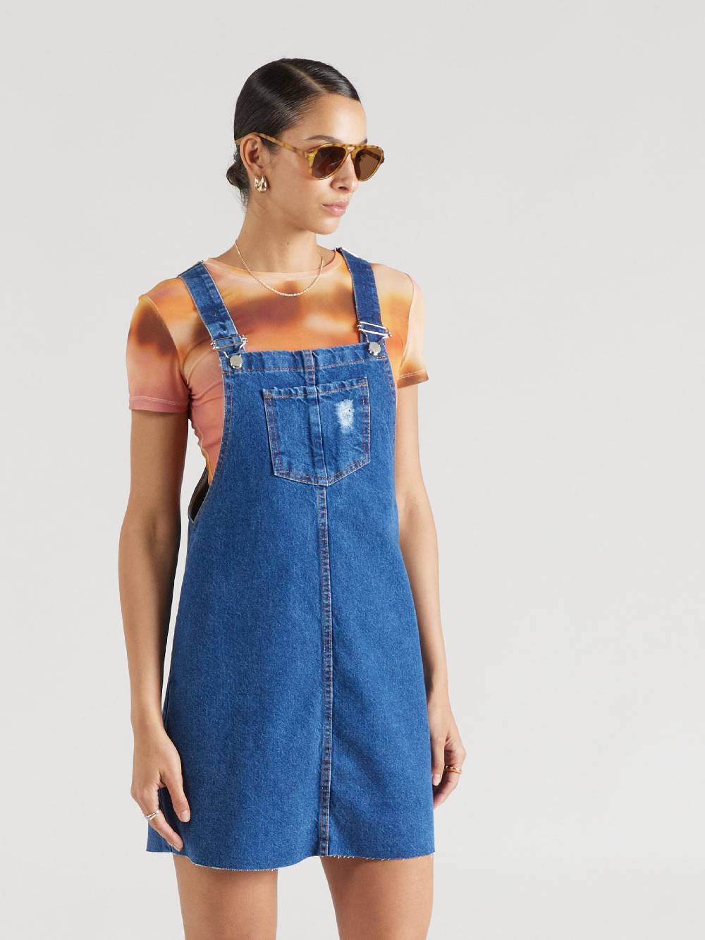 Trend Alaçatı Stili Overall Skirt in Blue Denim Auslauf
