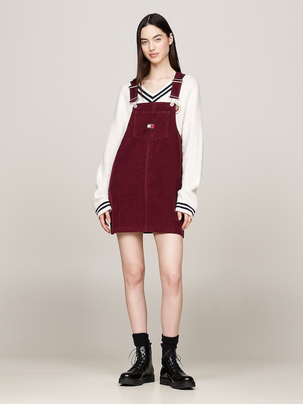 Tommy Jeans Overall Skirt in Burgundy Fabrikverkauf