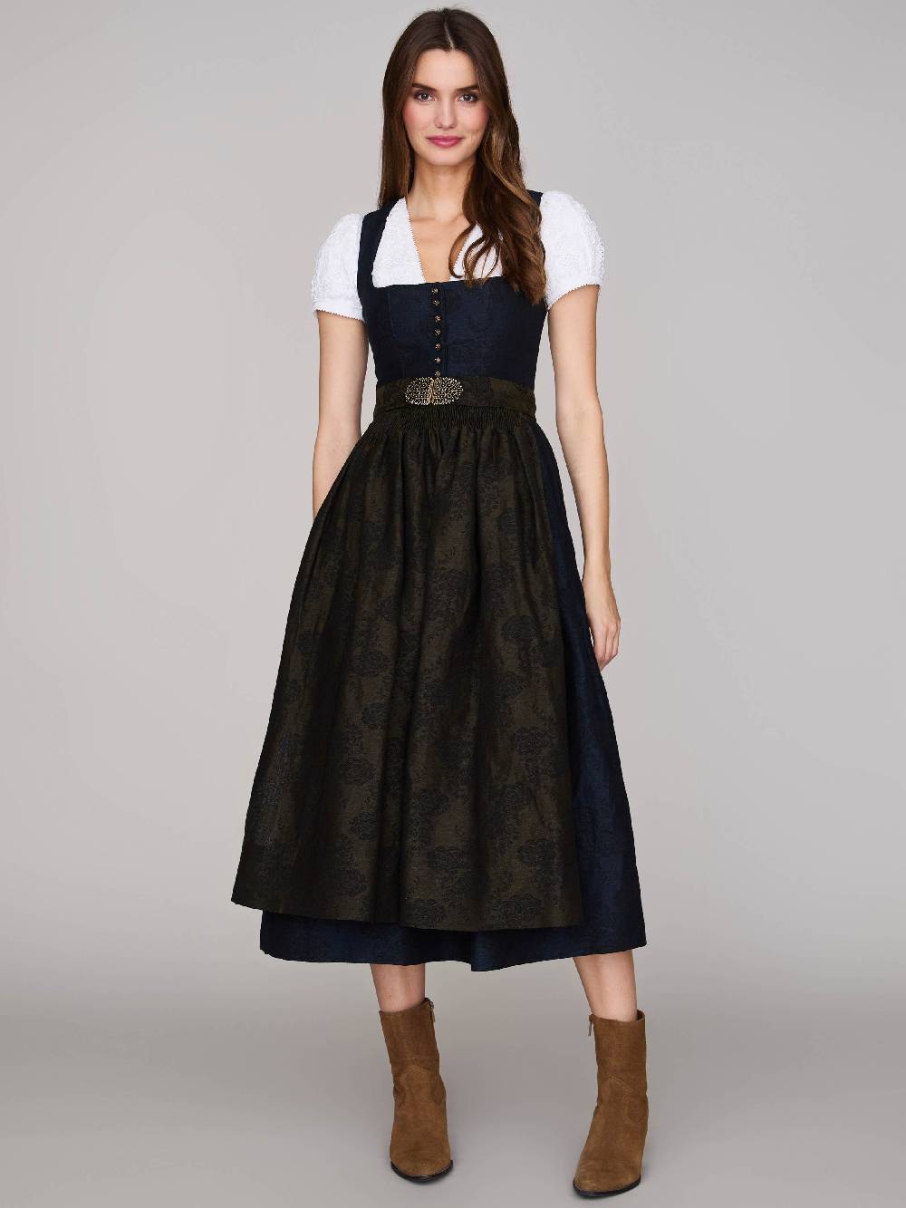 Limberry Indigoblaues Dirndl mit floralem Muster - MONIKA INDIGOBLAU Kostenloser Versand international