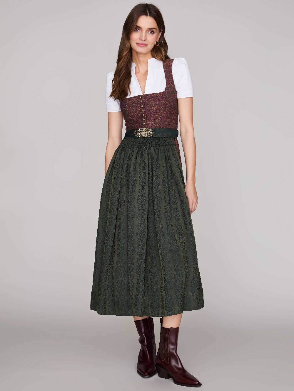 Limberry Dirndl in Korall mit floralem Muster - MONIKA KORALLE Begrenzt auf 3 Tage