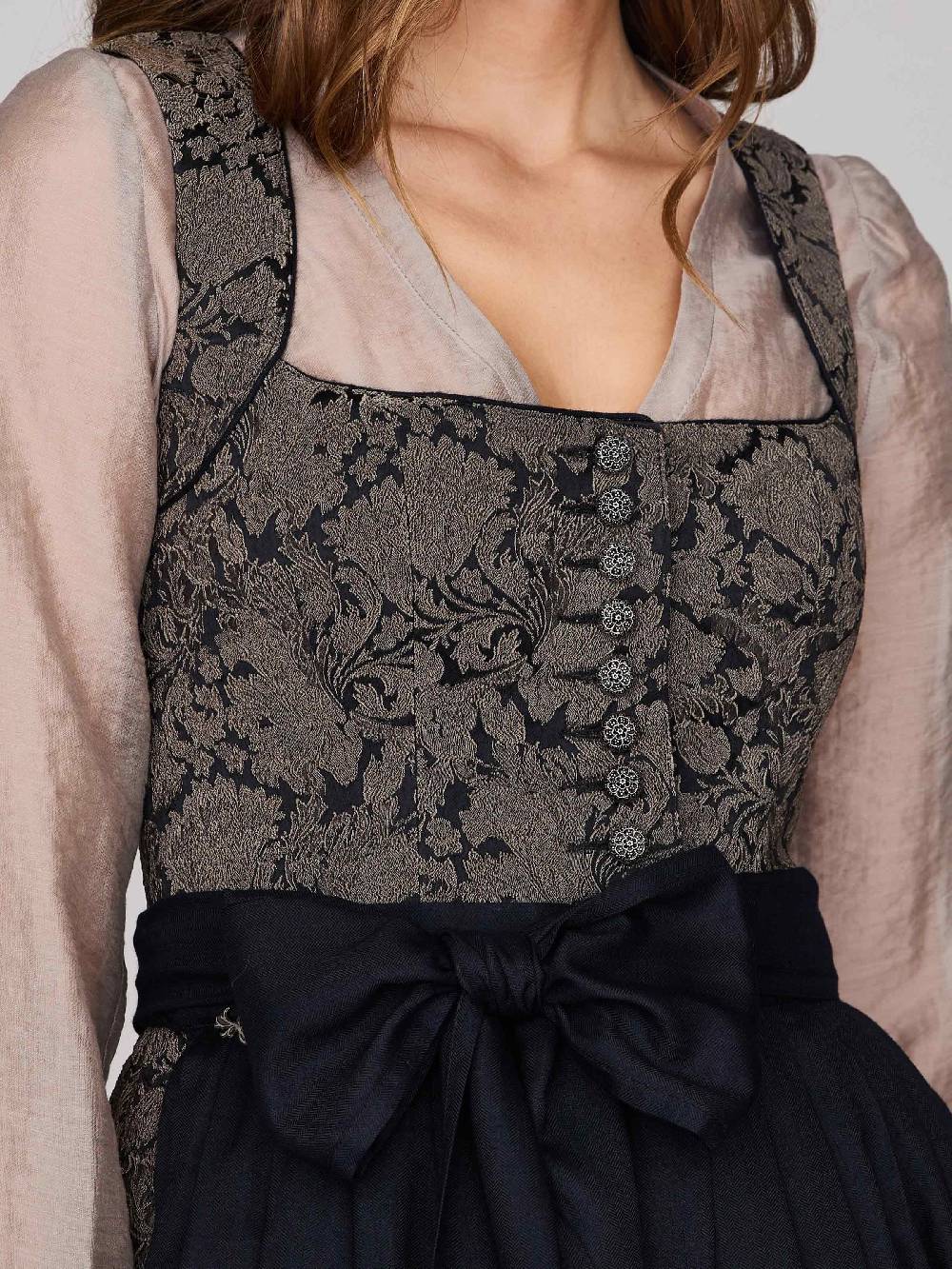 Limberry Schwarz gemustertes Dirndl - HEDI BLACK FOLKLORE Rabatte dieses Monats