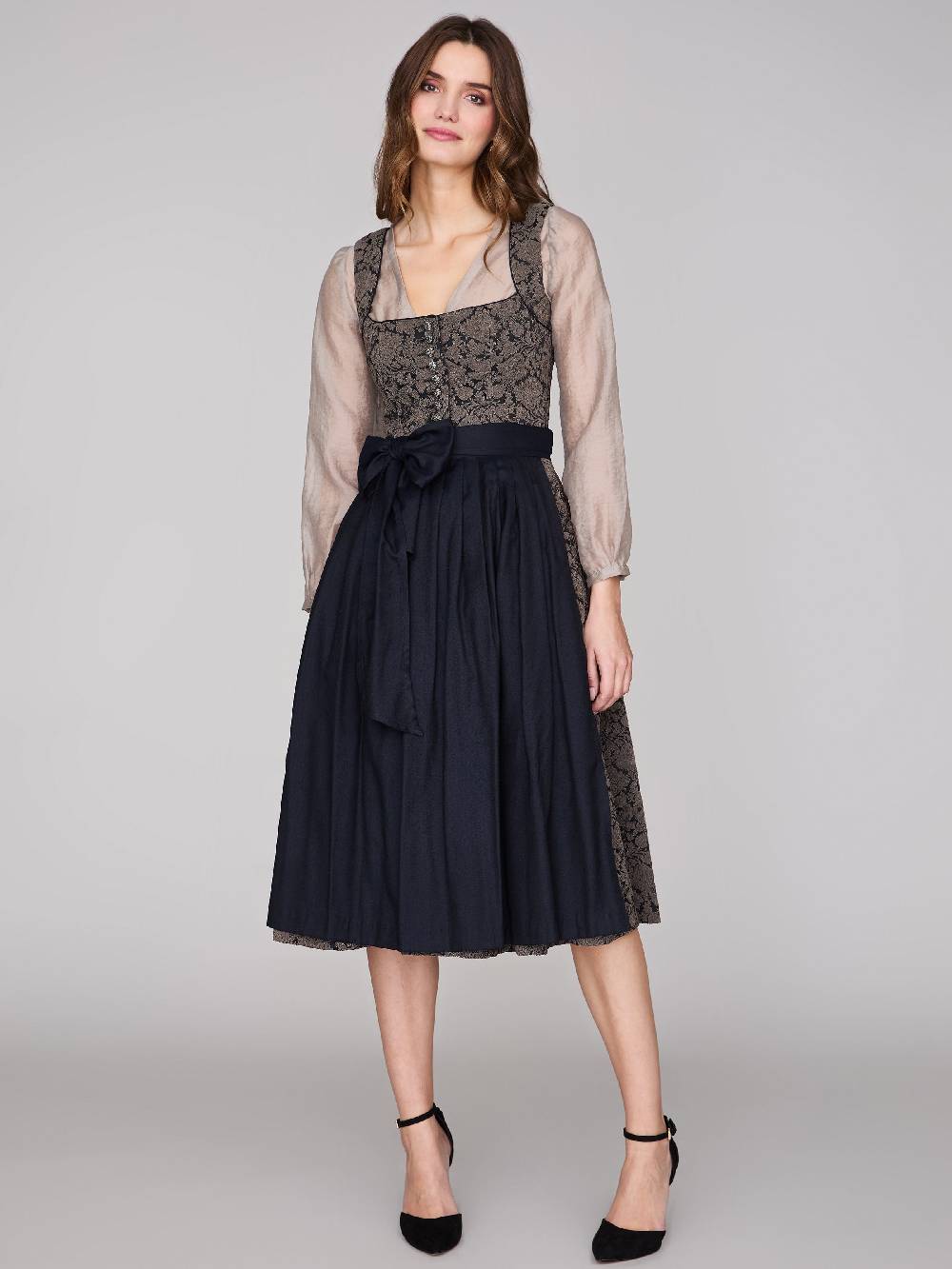 Limberry Schwarz gemustertes Dirndl - HEDI BLACK FOLKLORE Rabatte dieses Monats