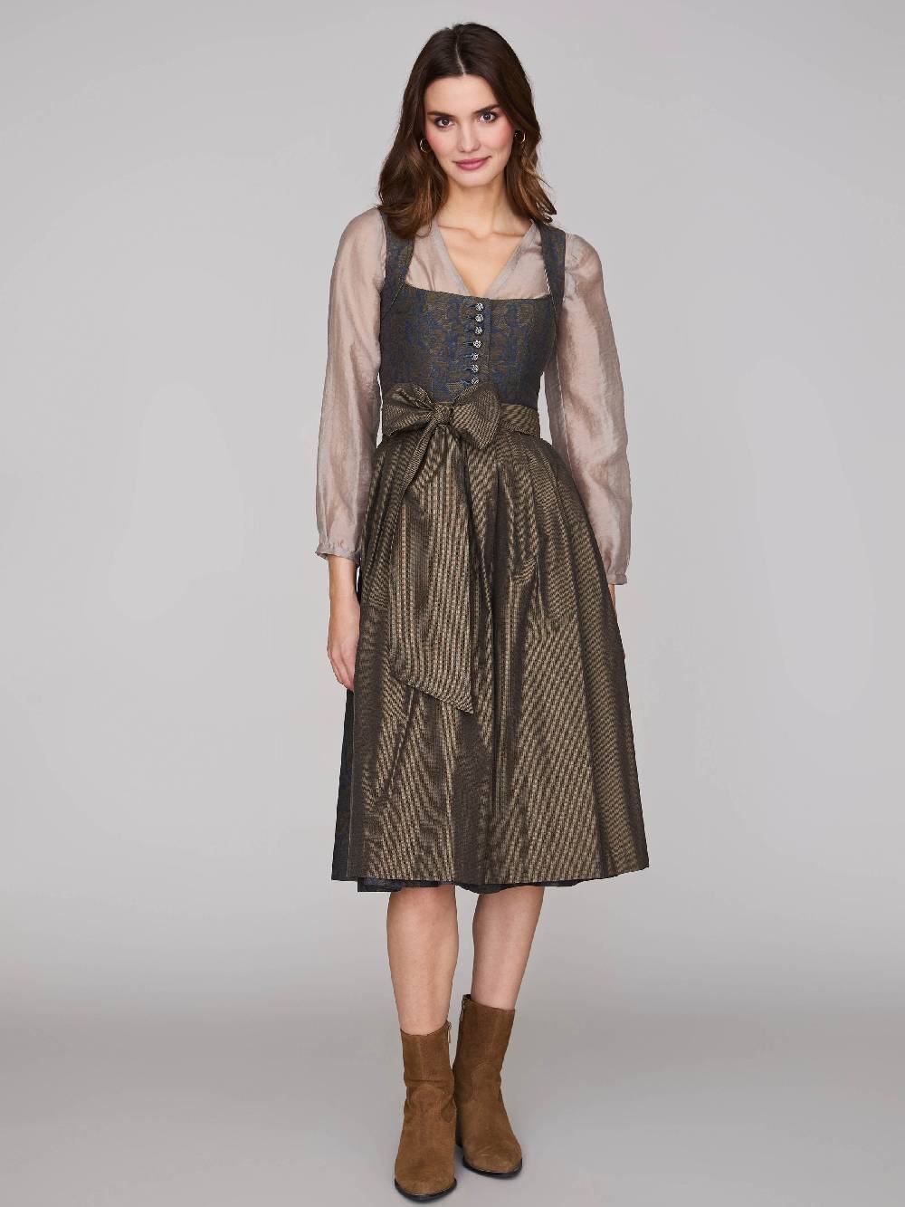 Limberry Braunes Dirndl mit floralem Muster - HEDI BRASS FOLKLORE Outlet