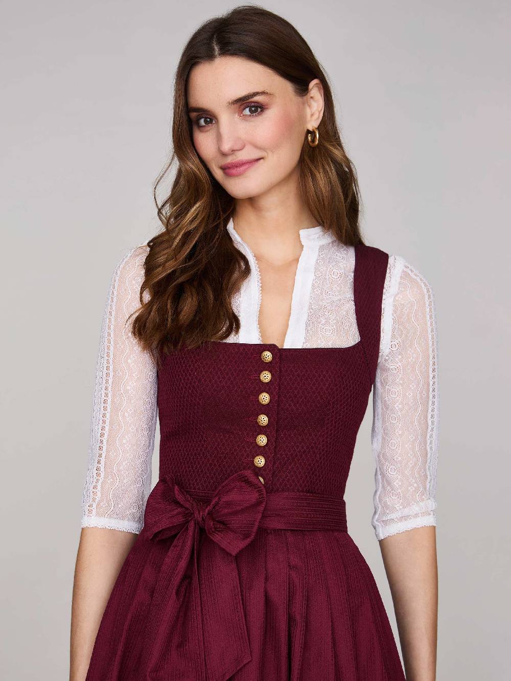 Limberry Bordeauxrotes Dirndl mit plissiertem Rock - HEDI PLISSEE BORDEAUX Verkauf
