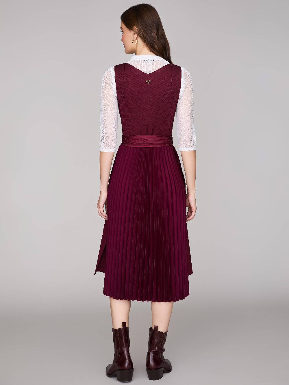 Limberry Bordeauxrotes Dirndl mit plissiertem Rock - HEDI PLISSEE BORDEAUX Verkauf