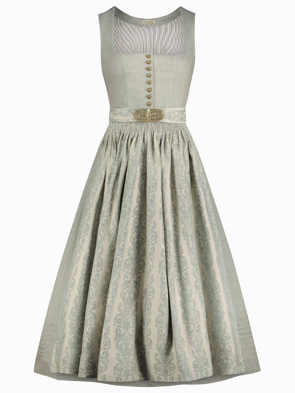 Limberry Hellgraues Dirndl aus Leinen - MONIKA CLOUD BLUE JADE Fabrikverkauf