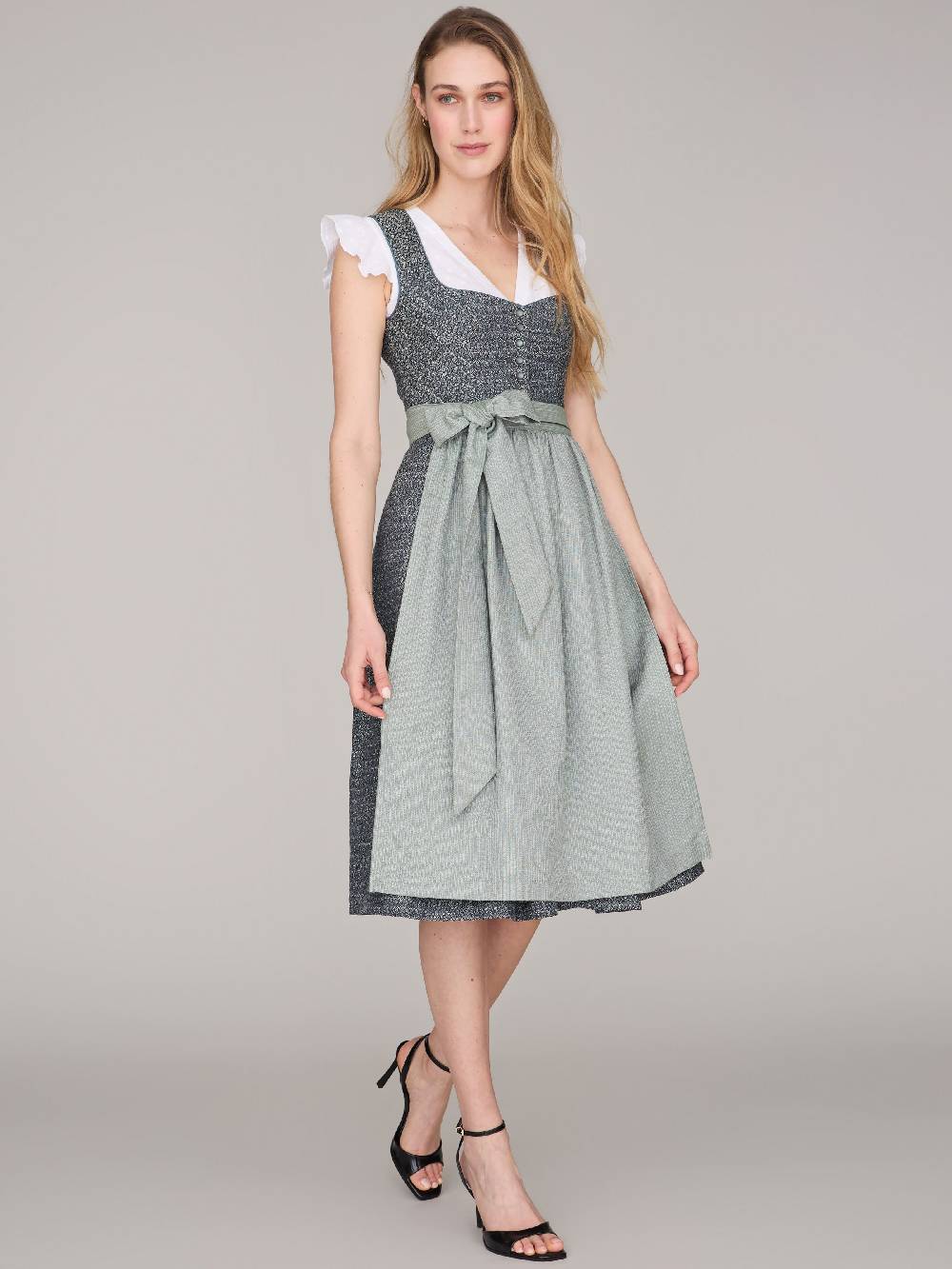 Limberry Blaues Dirndl mit Knöpfen - JOSIE STORMY SKY Fabrikpreis