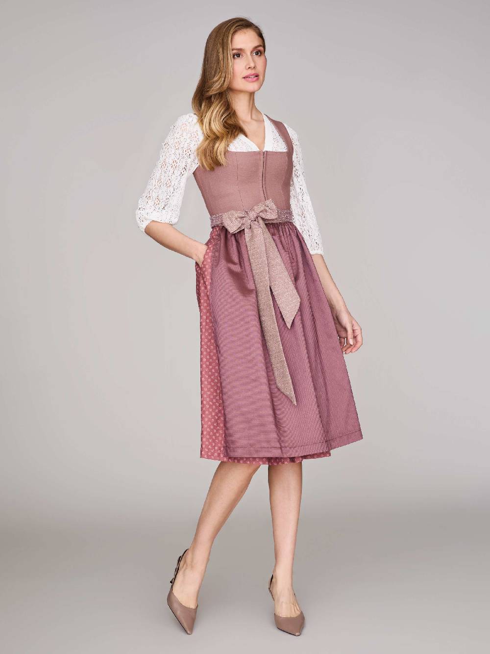 Limberry Rosa-farbenes Dirndl mit Leinen-Mieder - ADA DUSTY ROSEWOOD Sonderangebot
