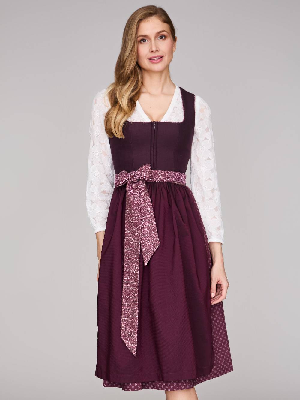 Limberry Beeren-farbenes Dirndl mit Leinen-Mieder - ADA FIG Rabatt