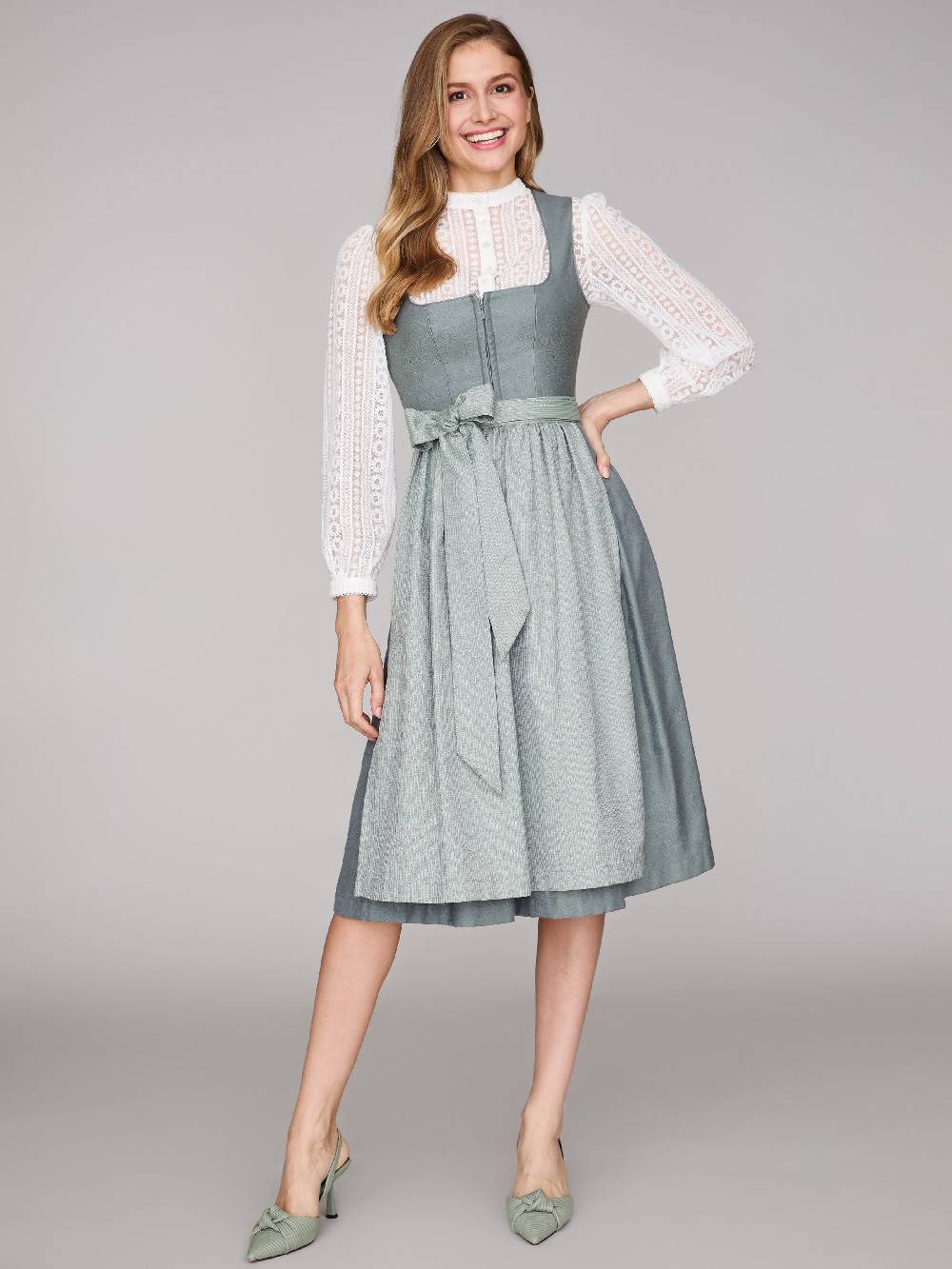Limberry Salbeigrünes Dirndl mit floralem Muster - CECILY AGAVE GREEN Günstig kaufen