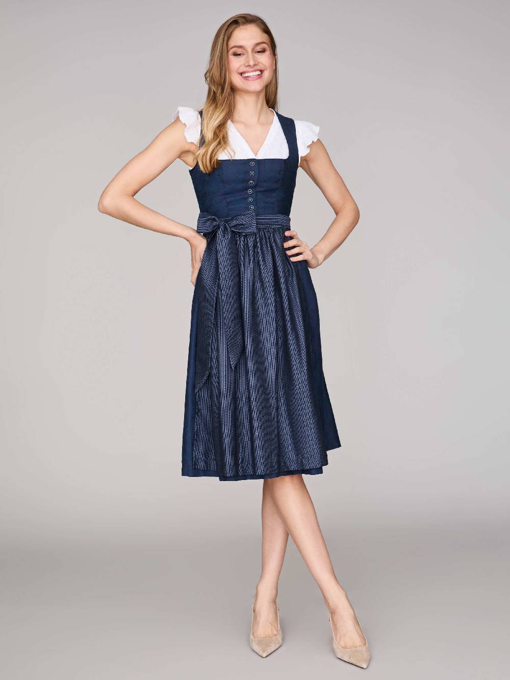 Limberry Mitternachtsblaues Dirndl mit Knöpfen - FELICITY SEA STORM Großer Ausverkauf