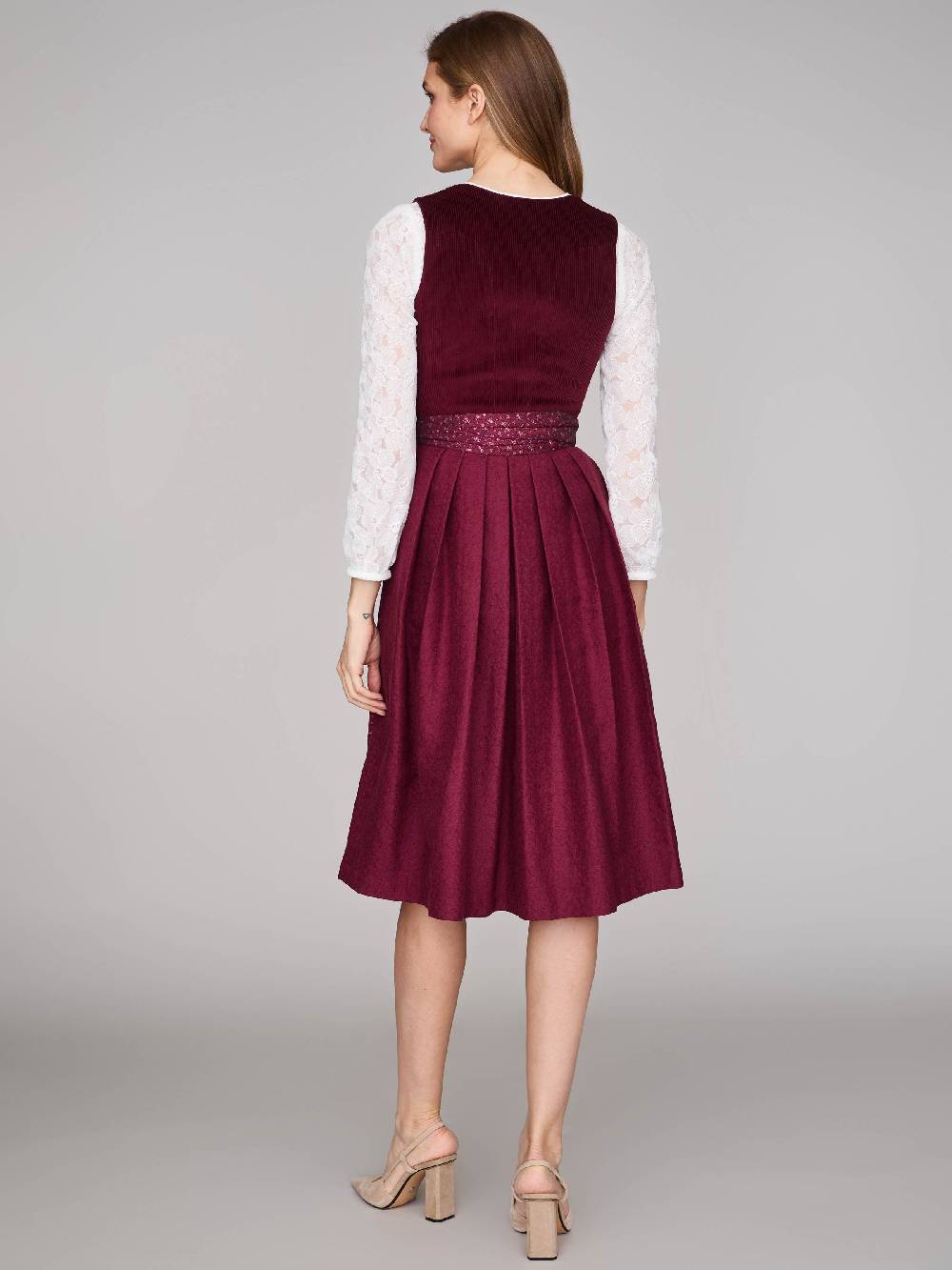 Limberry Burgunderrotes Dirndl mit Cord-Mieder - TIA VINTAGE BURGUNDY Online Shopping