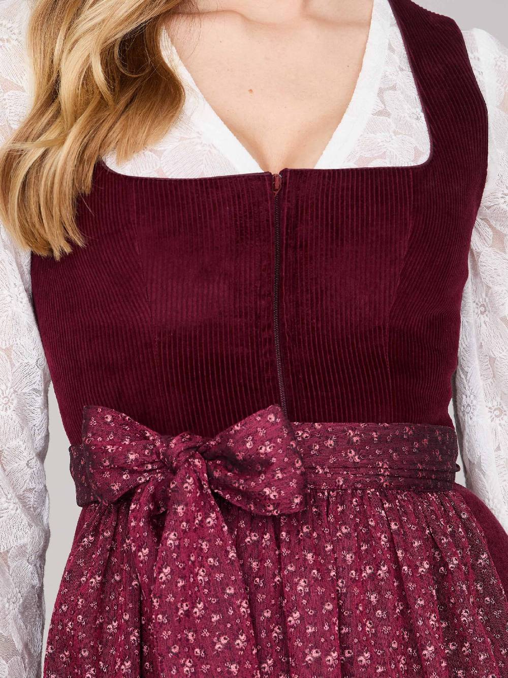 Limberry Burgunderrotes Dirndl mit Cord-Mieder - TIA VINTAGE BURGUNDY Online Shopping