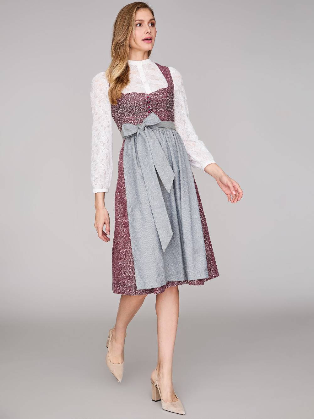 Limberry Rubinrotes Dirndl mit Knöpfen - JOSIE POMEGRANATE Muttertagsangebot