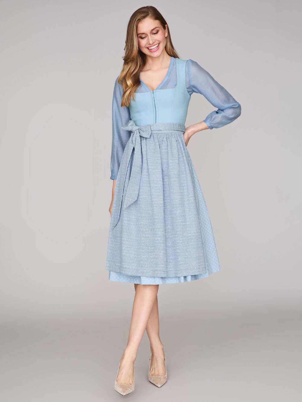 Limberry Hellblaues Dirndl mit Leinen-Mieder - ADA COOL BLUE Valentinstagsangebot