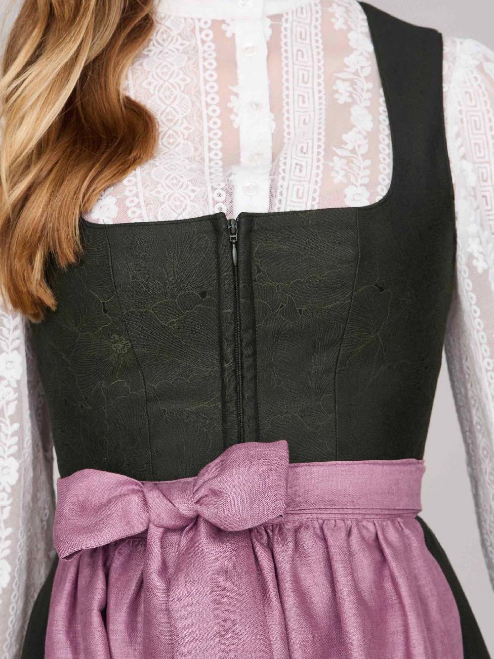 Limberry Dunkelgrünes Dirndl mit floralem Muster - CECILY PINE FLOWER Lagerräumung