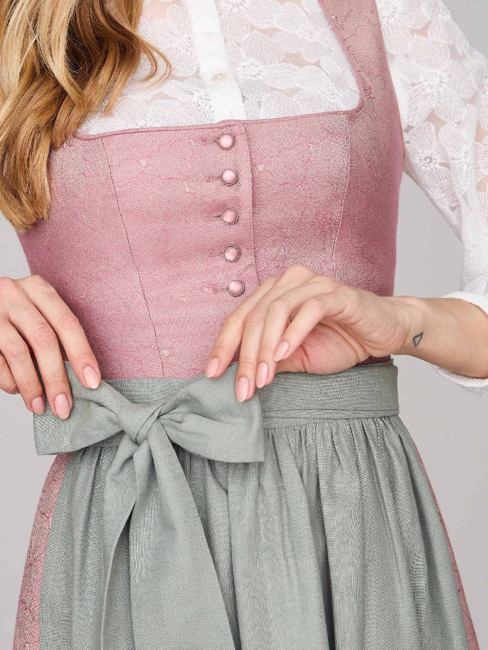 Limberry Rosa-farbenes Dirndl mit Knöpfen - FELICITY ASH ROSE Heißer Verkauf