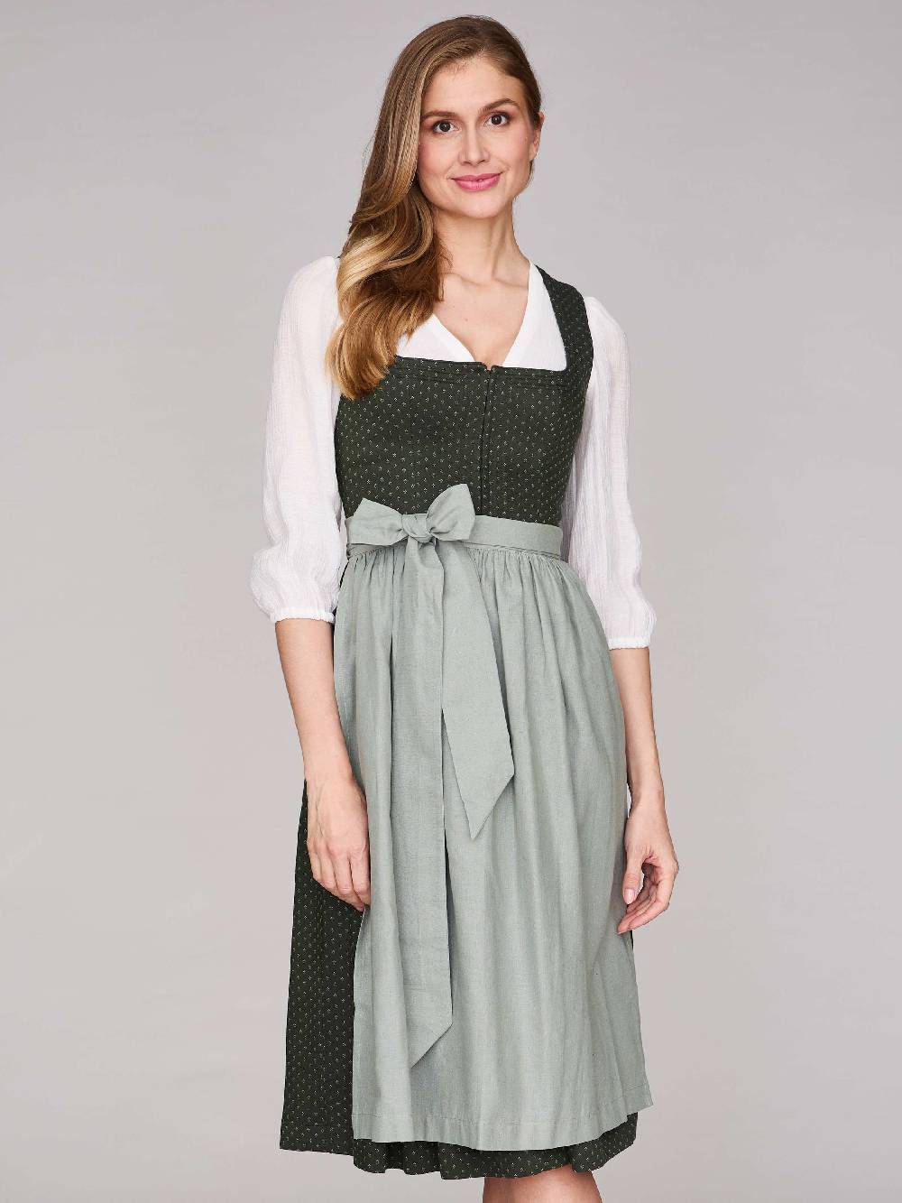Limberry Dunkelgrünes Dirndl mit Streublumenmuster - VERA PINE FLOWER Top Angebot