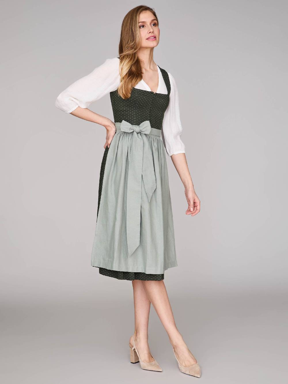 Limberry Dunkelgrünes Dirndl mit Streublumenmuster - VERA PINE FLOWER Top Angebot