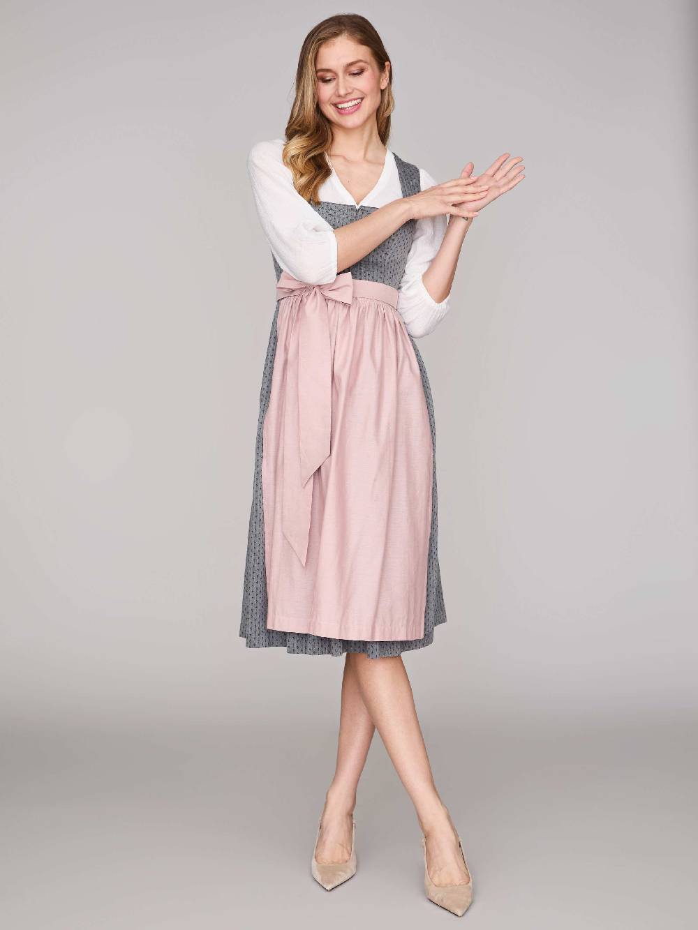 Limberry Graues Dirndl mit Streublumenmuster - VERA FROST GRAY Neueste Mode