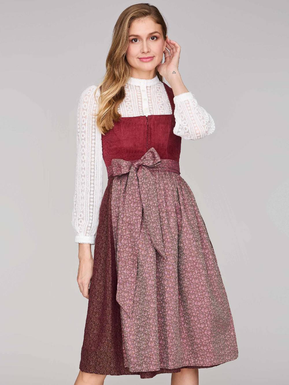 Limberry Ziegelrotes Dirndl mit Cord-Mieder - TIA BRICK RED Zeitlich begrenztes Angebot