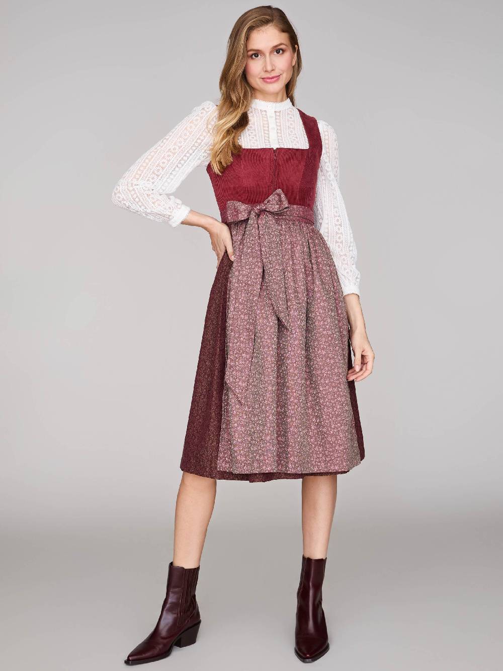 Limberry Ziegelrotes Dirndl mit Cord-Mieder - TIA BRICK RED Zeitlich begrenztes Angebot