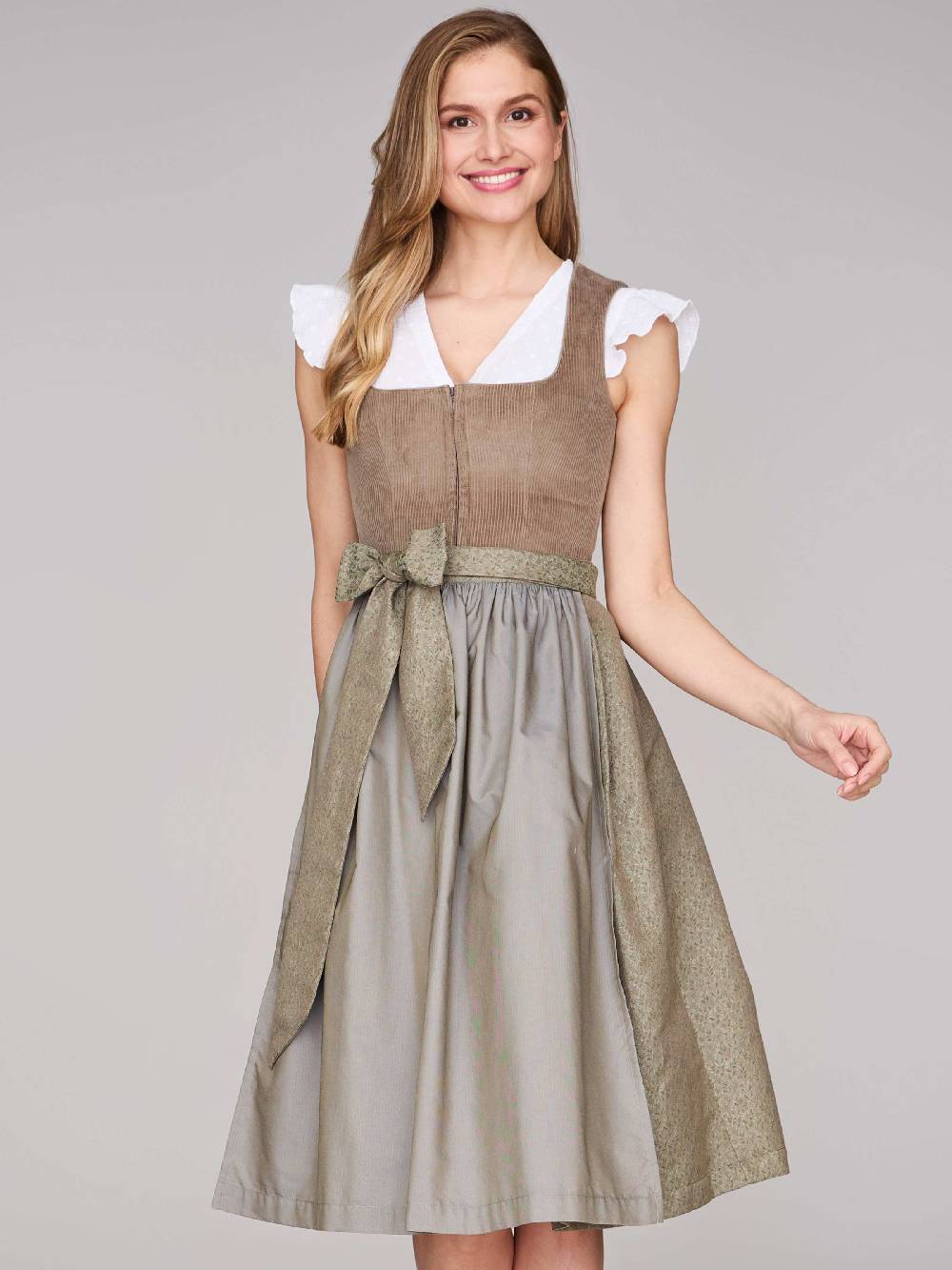 Limberry Braunes Dirndl mit Cord-Mieder - TIA DESERT TAUPE Exklusive Angebote