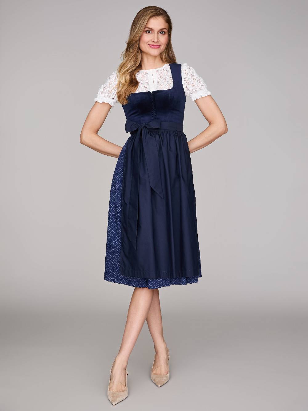 Limberry Dunkelblaues Dirndl mit Samt-Mieder - CLARISSA PAGEANT BLUE Blitzangebot