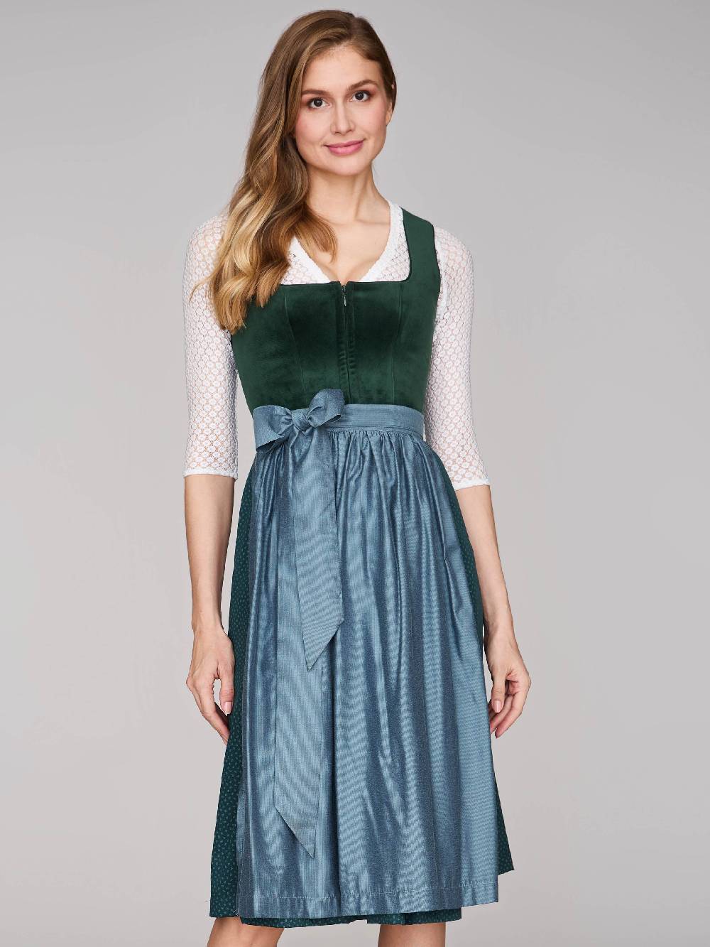 Limberry Dunkelgrünes Dirndl mit Samt-Mieder - CLARISSA PINE GROVE Große Rabatte