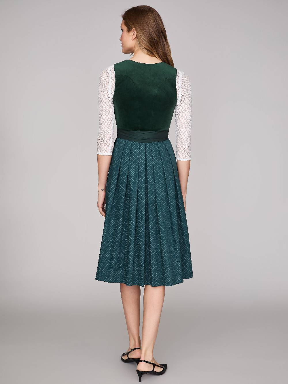 Limberry Dunkelgrünes Samt-Dirndl mit Knöpfen - LUCINDA PINE GROVE Bestseller