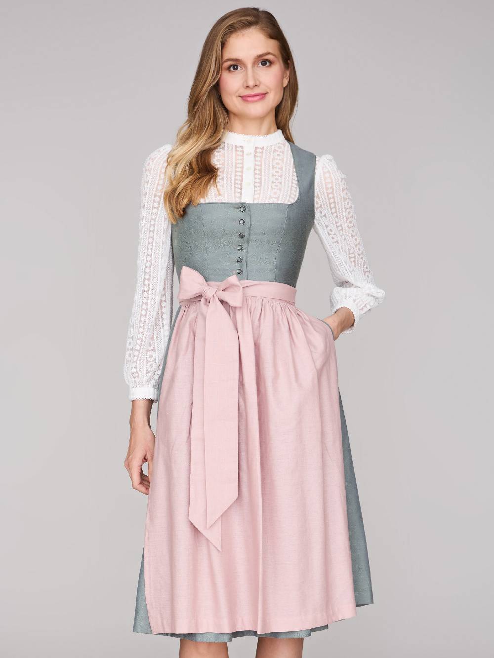 Limberry Salbeigrünes Dirndl mit Knöpfen - FELICITY AGAVE GREEN Räumungsverkauf