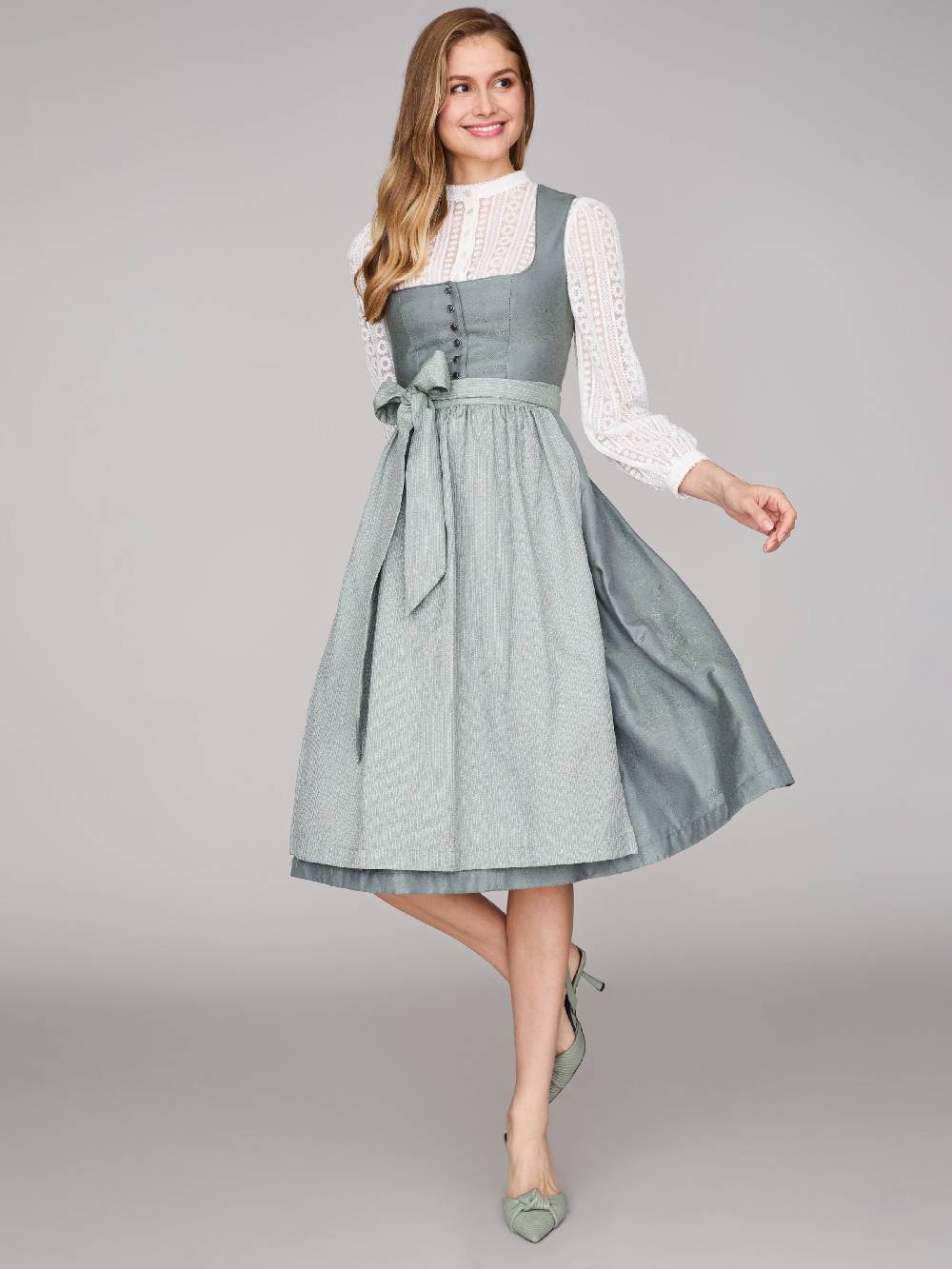 Limberry Salbeigrünes Dirndl mit Knöpfen - FELICITY AGAVE GREEN Räumungsverkauf