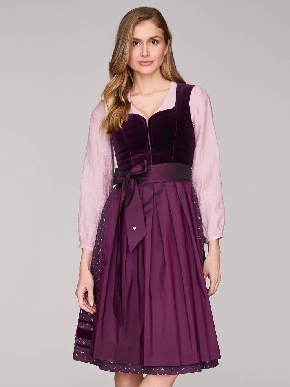 Limberry Samtdirndl in Aubergine mit abknöpfbarem Arm - MELISSA AUBERGINE VIP-Rabatte