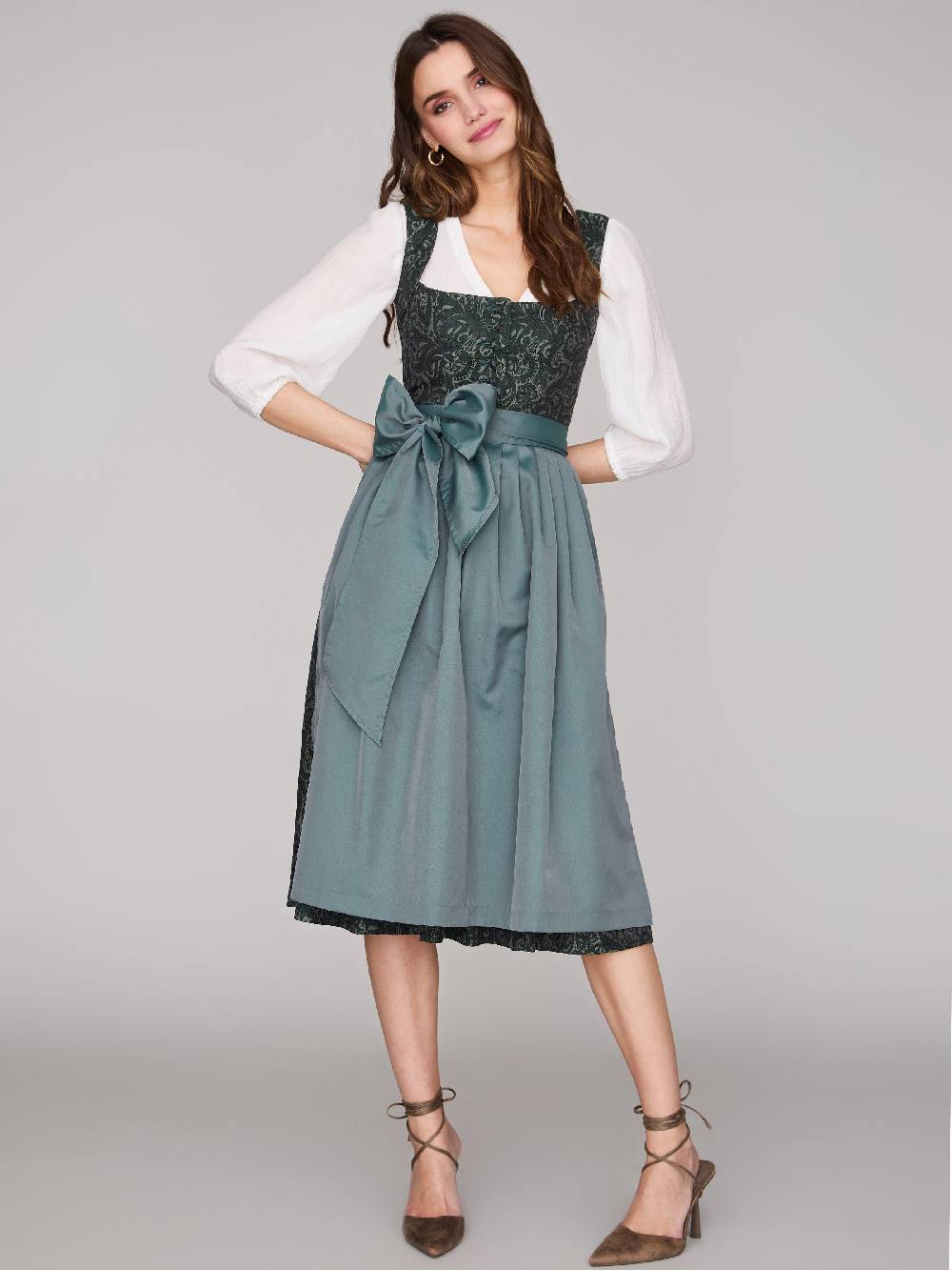 Limberry Gemustertes dunkelgrünes Dirndl - HEDI VINTAGE GARDEN Super Sparpreis