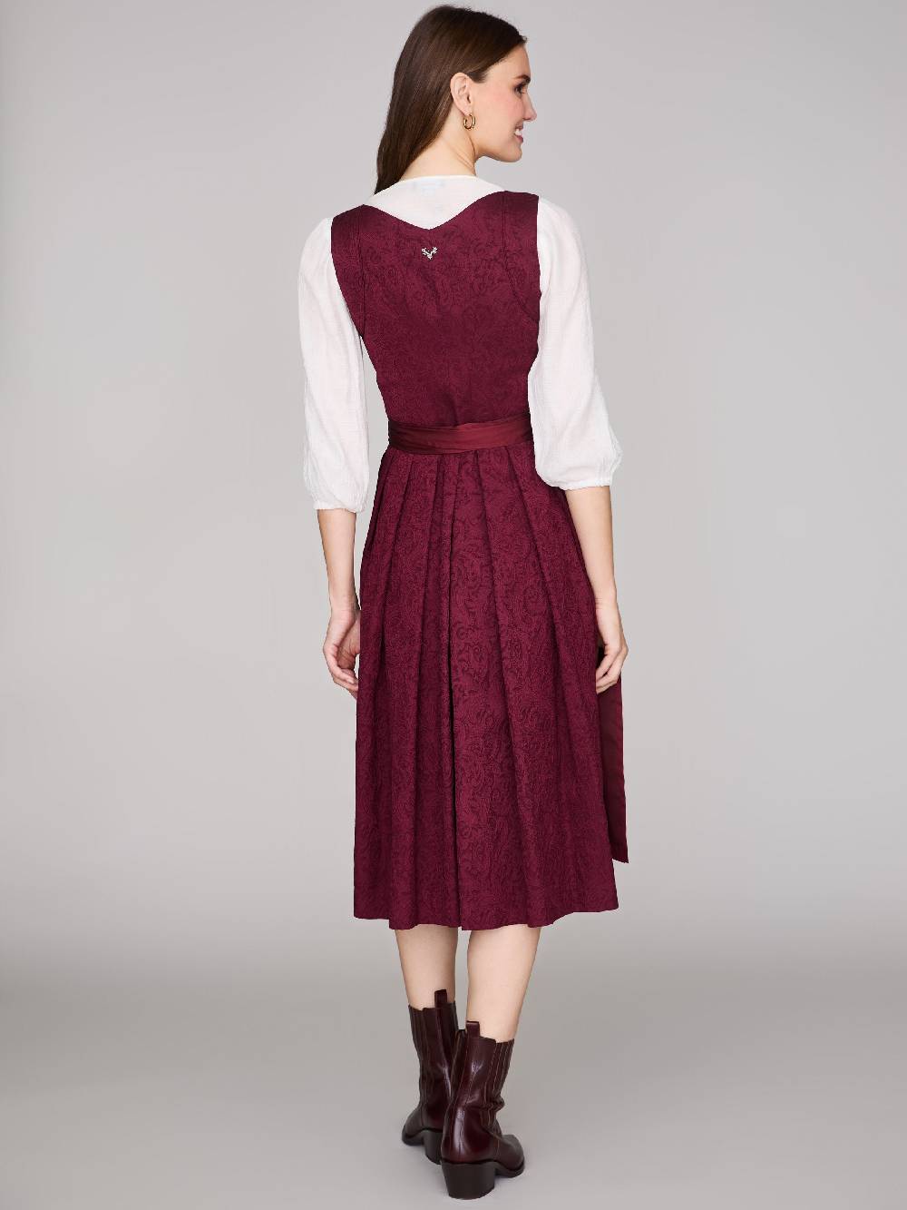 Limberry Gemustertes weinrotes Dirndl - HEDI VINTAGE WINE Kostenlose Rückgabe