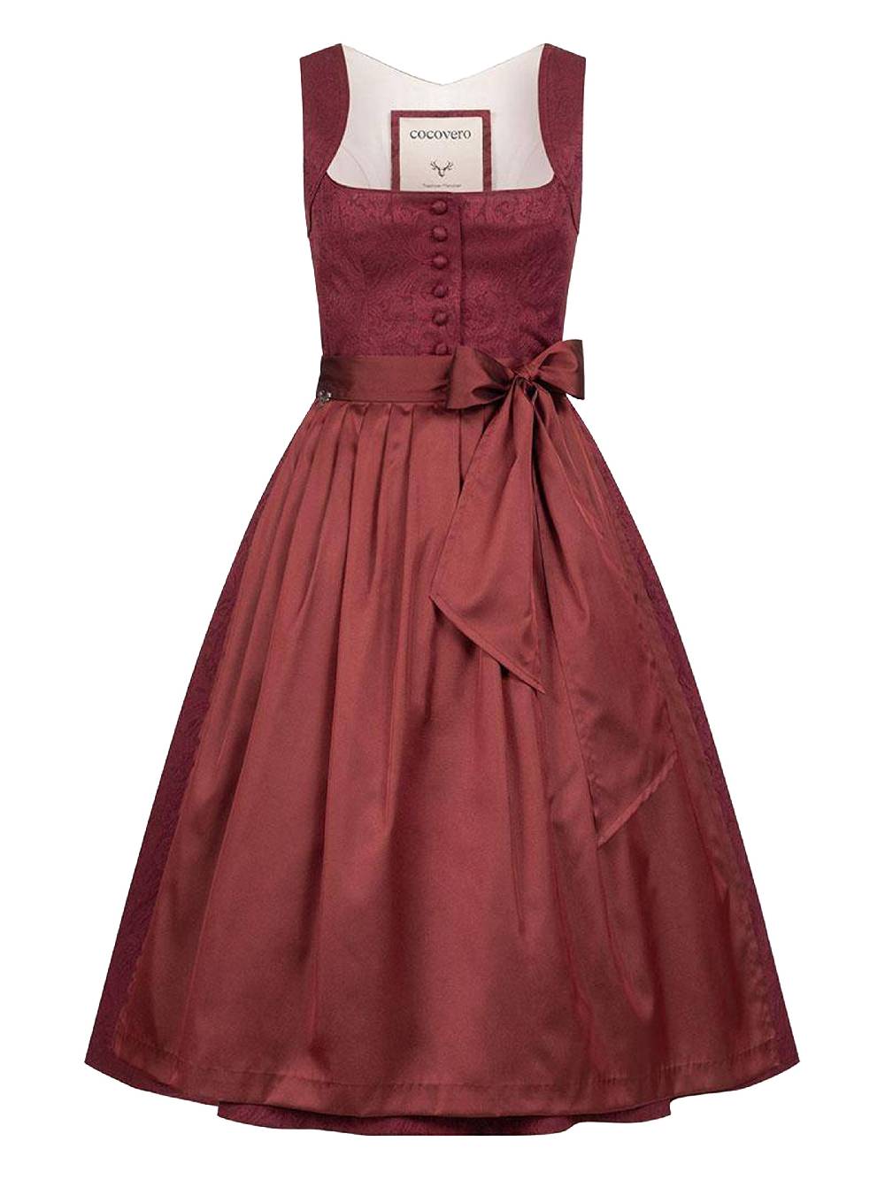 Limberry Gemustertes weinrotes Dirndl - HEDI VINTAGE WINE Kostenlose Rückgabe