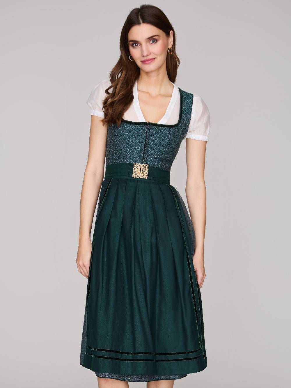 Limberry Gemustertes Dirndl in Petrol - REGINA Begrenzte Freigabe