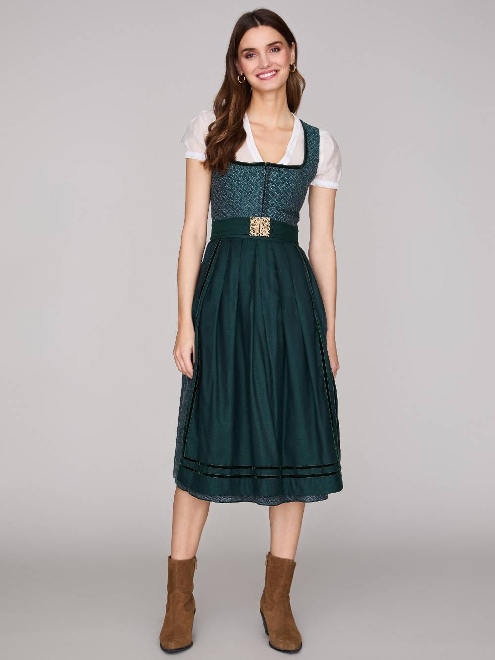 Limberry Gemustertes Dirndl in Petrol - REGINA Begrenzte Freigabe