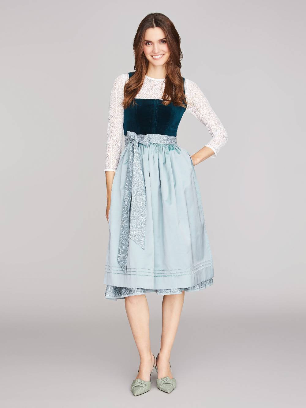 Limberry Mintfarbenes Dirndl mit Samt-Mieder - MIMI Letzte 3 Tage