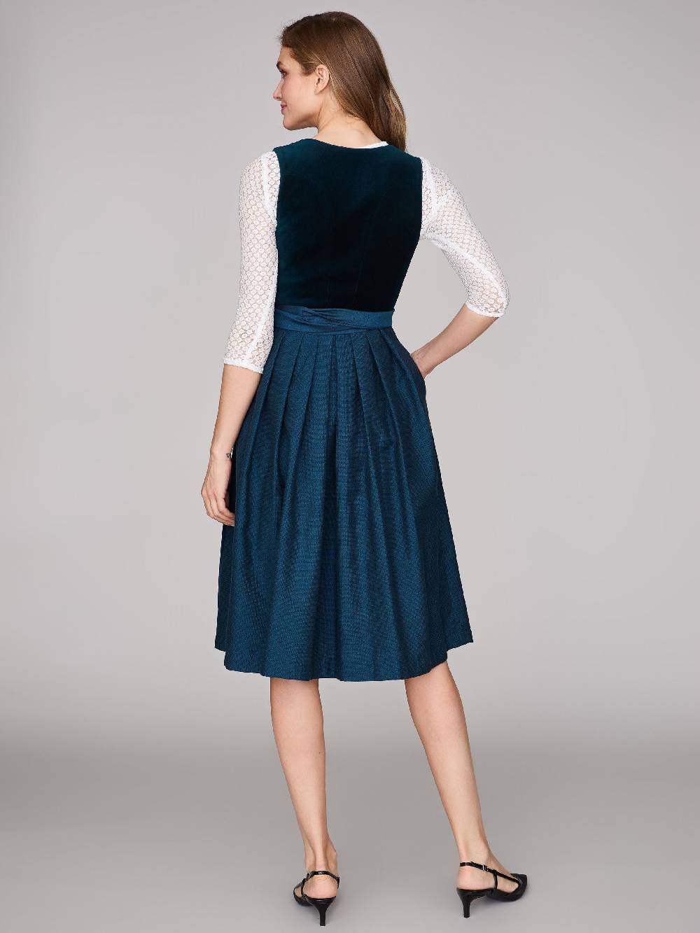 Limberry Petrolblaues Dirndl mit Samt-Mieder - ROMEE DARK TEAL Zeitbegrenzte Promotion